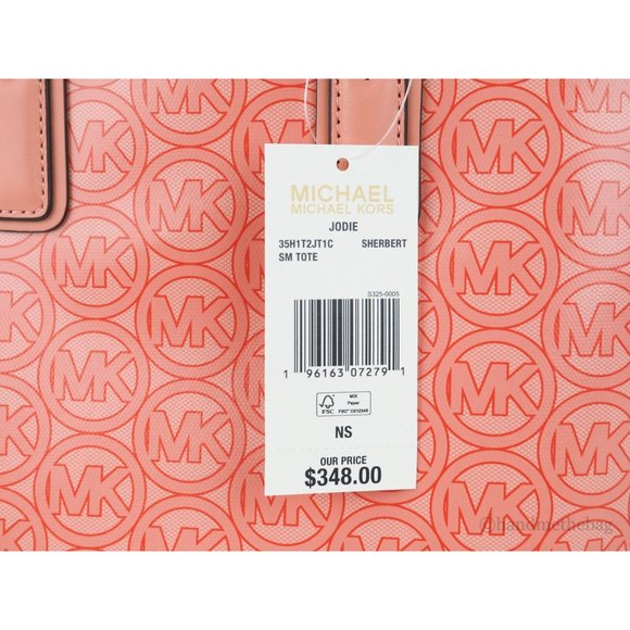NWT Michael Kors Jodie Small Tote Bag Sherbert Jacquard Logo Recycled Polyester - Picture 10 of 11